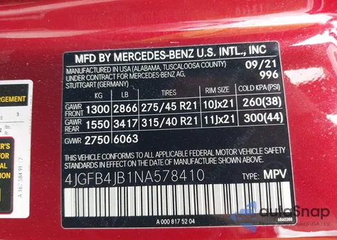 2022 Mercedes-Benz Gle 350 z USA, uszkodzony, nr VIN 4JGFB4JB1NA578410